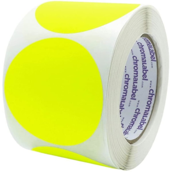 Etikett 2-tums runda avtagbara färgkodade prickklistermärken, 500 per rulle, mörkblå Fluorescent Yellow