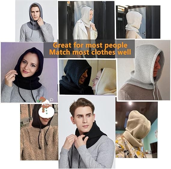 Vinterhattar för kvinnor, varm huvudscarf för kvinnor, stickad balaklava