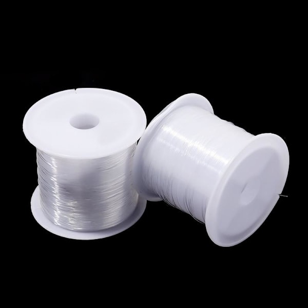Stor rulle Transparent elastisk tråd til smykkefremstilling 100m Transparent Transparent 0,8mm