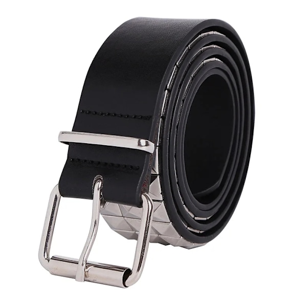 Glänsande Pyramid Mode Nitbälte Dubbbälte för män och kvinnor Punkrock med nålspänne Black belt Black  belt 95CM