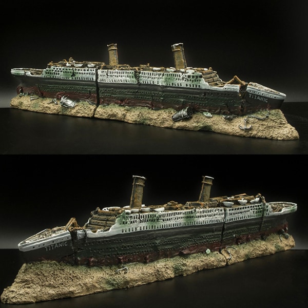 Akvarie Sunken Ship Dekorationer 15in Betta Hideout Stor Harts