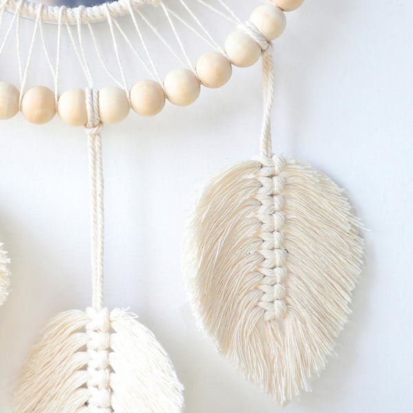 Boho Macrame Vägg Hängande Spegel Handgjord Vävda Gobeläng Dekoration För Hem B