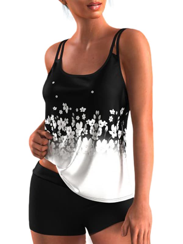 Lady Swimsuit Tankini Sett Badeklær Badedrakt Plus Size Hvit White 3XL