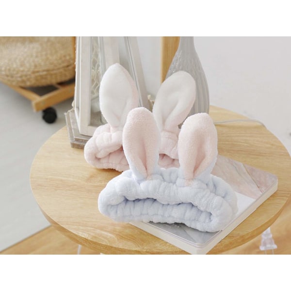 Kvinders mode blød flannel kaninører makeup kosmetisk brusebad elastisk