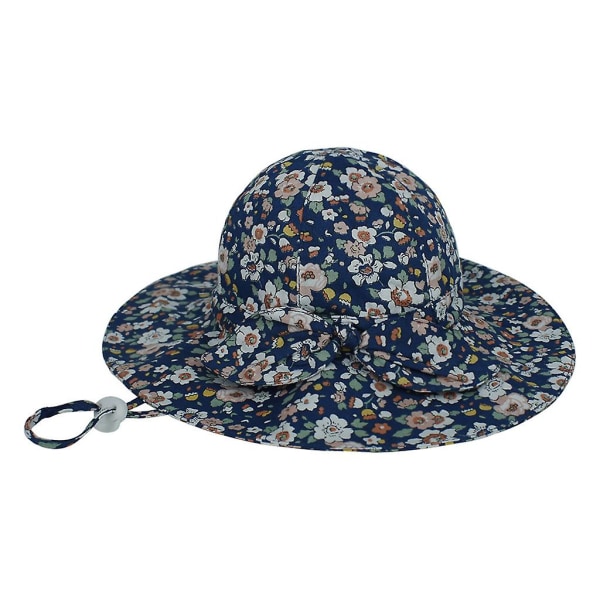 Barn Solhattar Hakrem Säker Hatt Svettabsorberande Utomhus Sport Lek Navy blue Floral 50