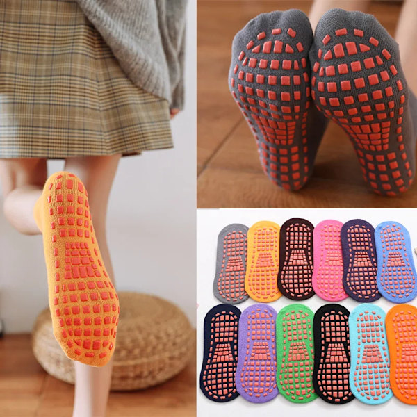 Anti-halkstrumpor Förälder-Barn studsmattastrumpa Bomullsstrumpor Elasticitet Sport Rose R Rose Red 5-11 Years Old