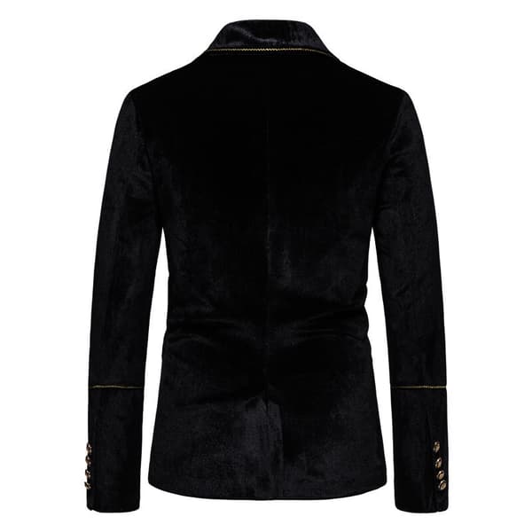 Slim Fit 2-delad kostym för män med dubbelknäppt bröllopsbal black black M