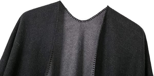 Dam Vendbar Oversized Poncho Kappe Varm Sjal Wrap Åben Front Trykt Filt Cardigans