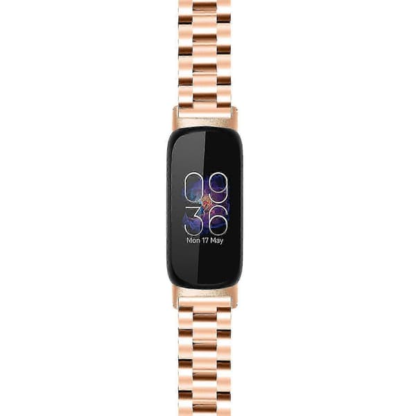 Armbånd til Fitbit Inspire 3 Rustfrit Stål 3 Perler Erstatningsarmbånd til Smartwatch Rose Gold