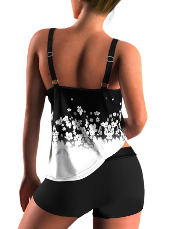 Dame Swimsuit Tankini Sæt Badetøj Badedragt Plus Size Hvid White XL