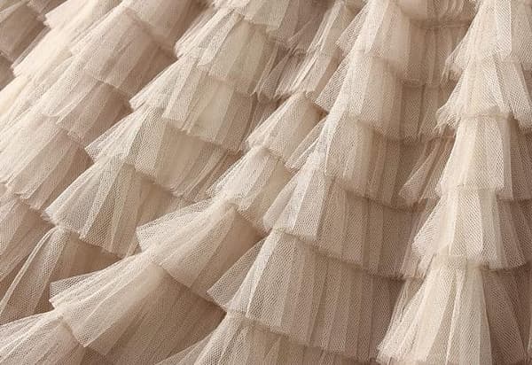 Dam Tulle Maxi-kjol A-linje Rynkad Mesh Hög Midja Underkjol Beige Beige S