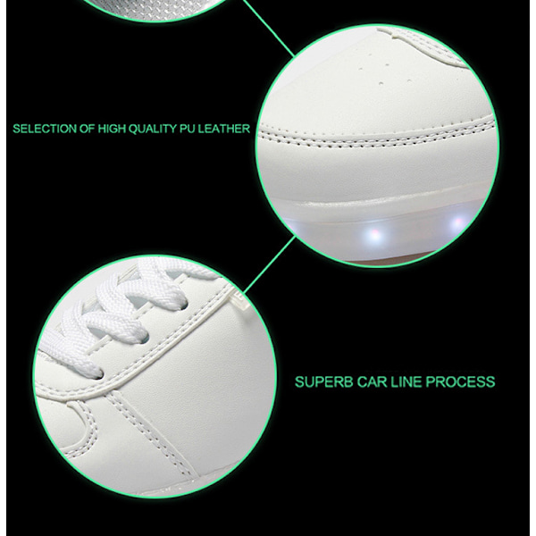 USB-laddningsbara lysande skor Sports LED-skor Dansande sneakers White White 40