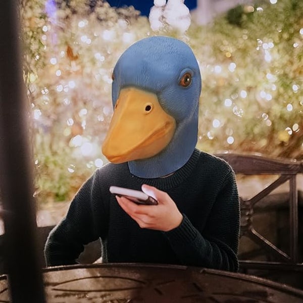 Anka Mask Helhuvud Halloween Kostym Fest Söt Djur Cosplay Latex Rekvisita Vuxen