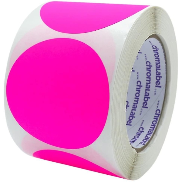 Etikett 2-tums runda avtagbara färgkodade prickklistermärken, 500 per rulle, mörkblå Fluorescent Pink