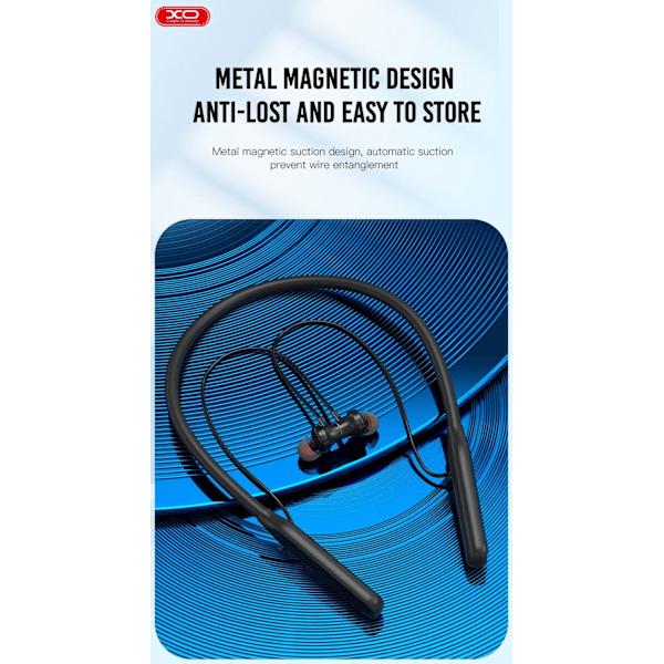 Bluetooth 50 timer musikk/samtale Handsfree Magnetisk Nakkebånd Black Svart