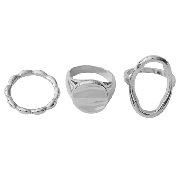 3 st/set Ledade metalltemperamentsringar guld silver mellanfinger stapelbara ringar