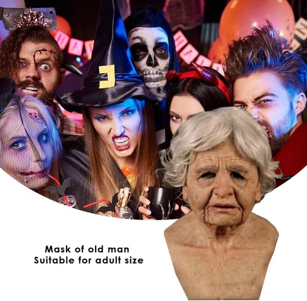 Lateksimaske Halloweenille, vanhus Dekor Realistinen naamio C
