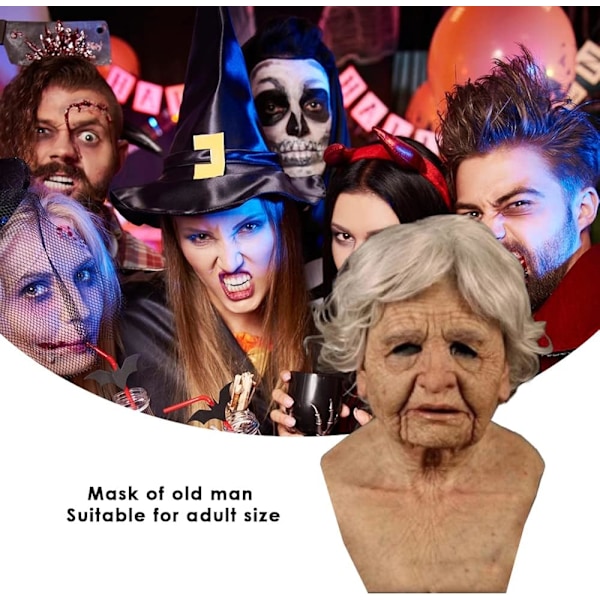 Latexmask för Halloween, gubbe Dekor Realistiska masker C