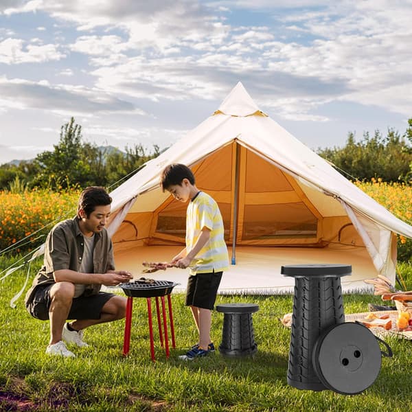Bärbar teleskoppall, uppgraderad hopfällbar campingpall Orange