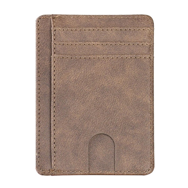 Minimalistiska plånböcker för män och kvinnor Rfid Front Pocket Läder Kortfodral Plånbok Light brown