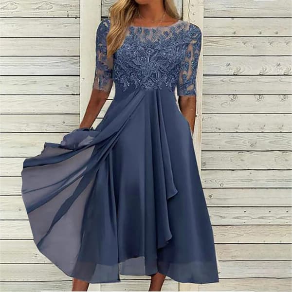 Mekko Cut-out Pitkä Mekko Kaaso Juhlamekko (Sininen L)