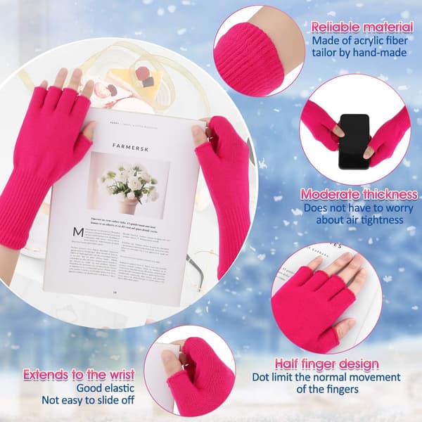 6 par unisex halvfingerhandsker varme
