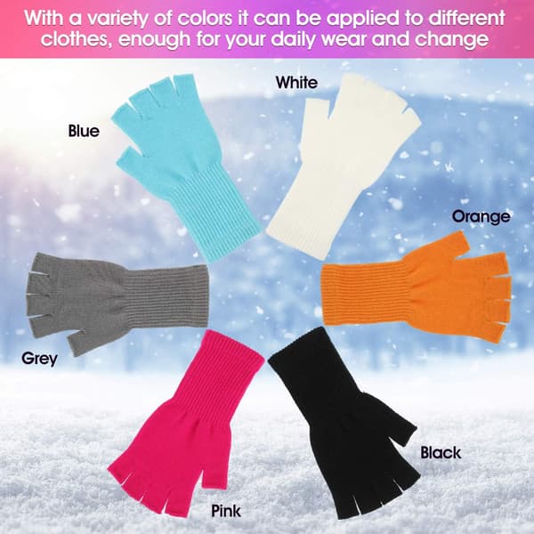 6 par unisex halvfingerhandsker varme