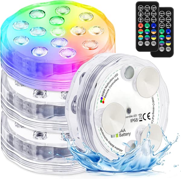 Poollamper Senkbar LED-lampe med fjernkontroll, Wat