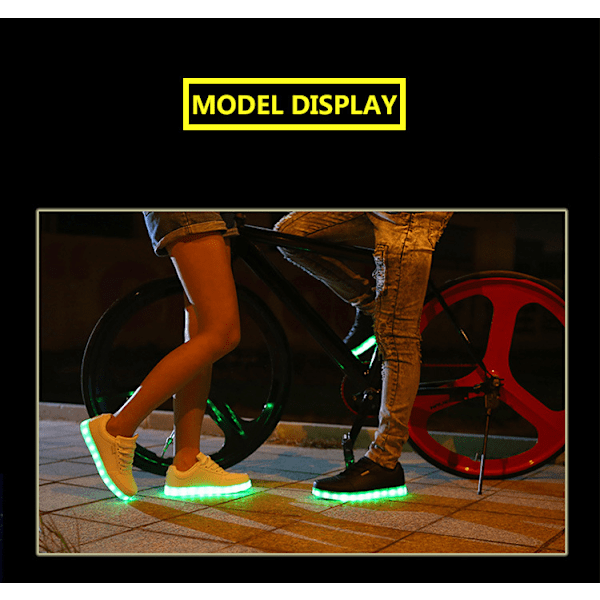 USB-laddningsbara lysande skor Sports LED-skor Dansande sneakers Black Black 40
