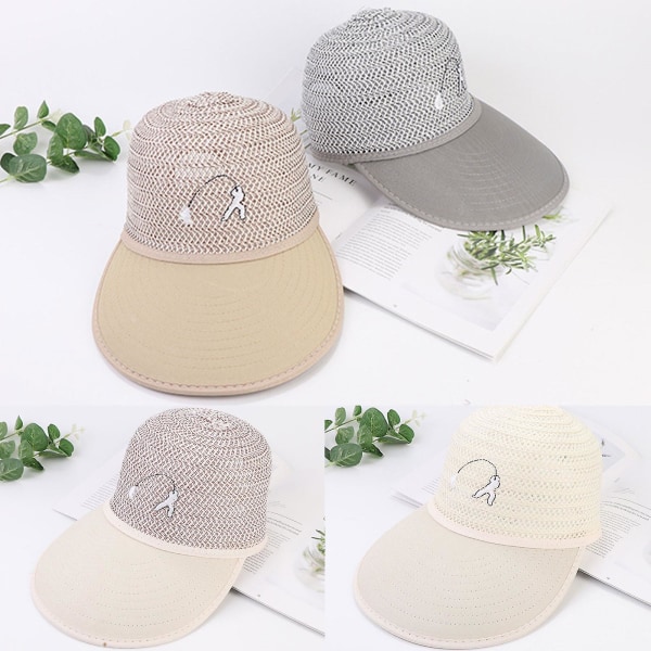 Unisex bred solhatt med justerbar bred brätte för dagligt bruk utomhus Milky white