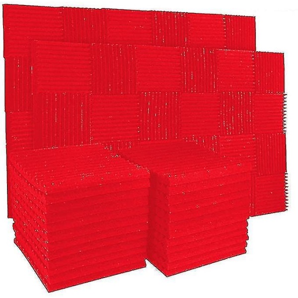 12/24-pack Akustiska Skumpaneler Ljudisoleringspaneler Inspelningsstudio Red 24Pcs