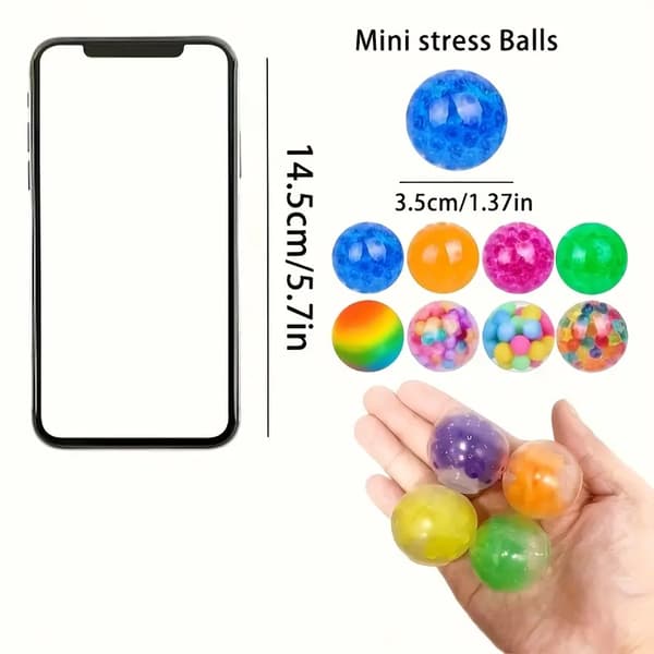 10 kpl Stresspalloja Värikkäillä Vedenhelmillä