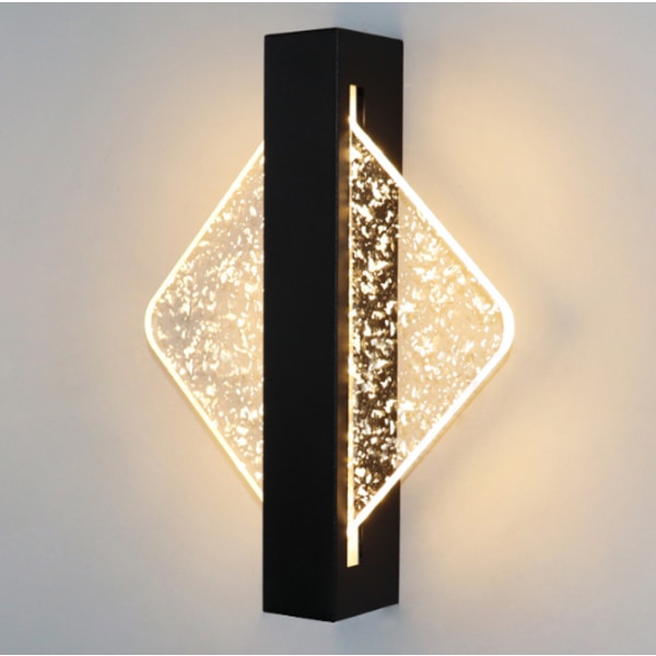 Vägglampa inomhus akryl LED-vägglampa - lyxig vardagsrum sovrum sängbord - modern enkelhet - tre-tonsbelysning - ledningsanvändning Black square gold foil