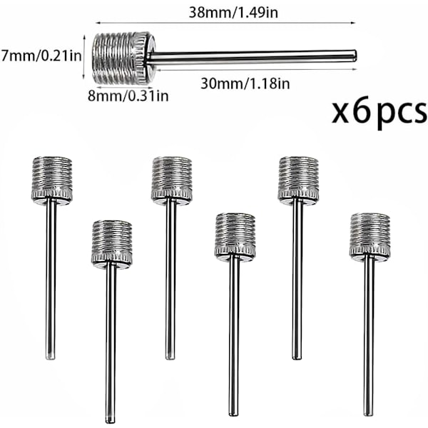 Bollpumpnålar, 6 st luftpumpnålar, bollpumpuppblåsning N