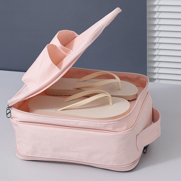 Multifunktionell bärbar skoförvaringsväska Lätt sneakersväska med stor kapacitet för affärsresor Pink