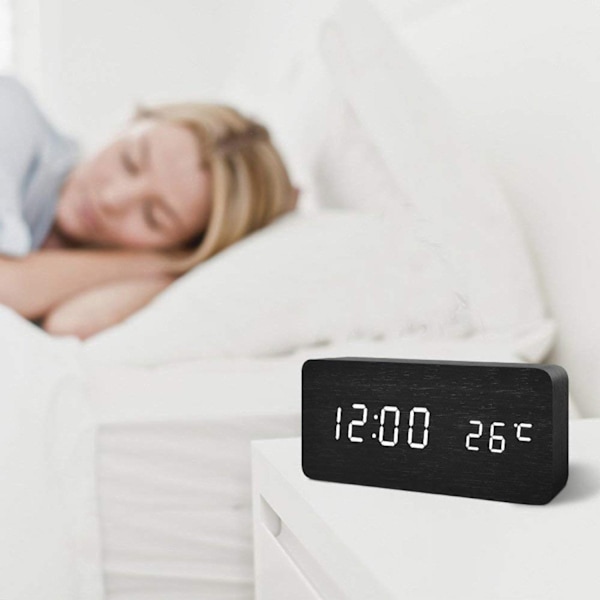 Digitalt LED vækkeur Svart Sort