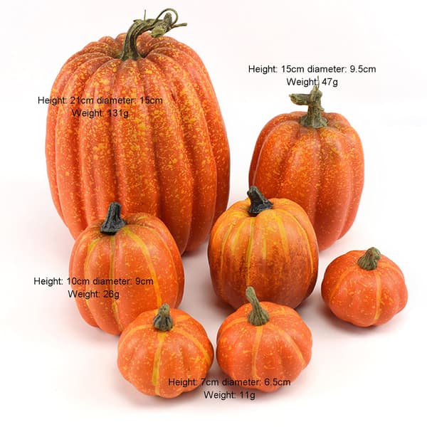 Halloween Simulerings Græskar Dekorationssæt 7 stk Simulerings Græskar Model Kunstig Græskar Dekoration Falsk Græskar Sprække Orange
