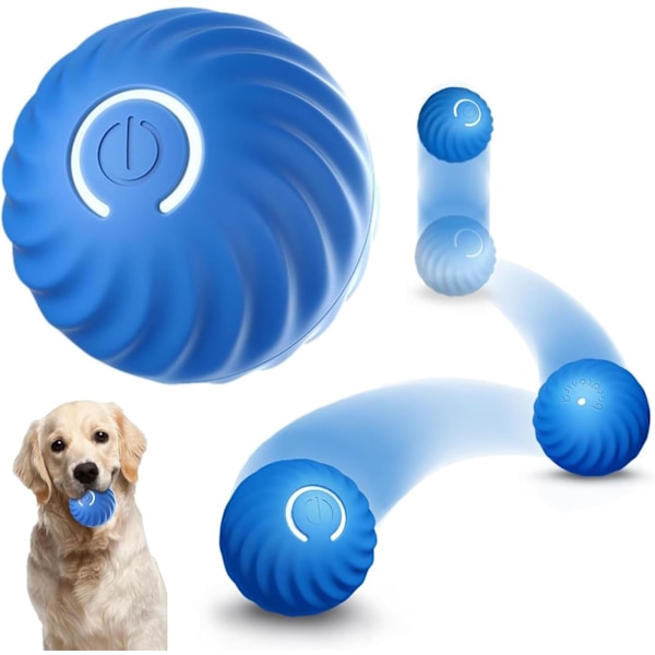 Interaktiv hundboll, liten hundboll, smart leksaksboll, automatisk hundleksak, interaktiv bollleksak, USB 360 graders självrotation blue