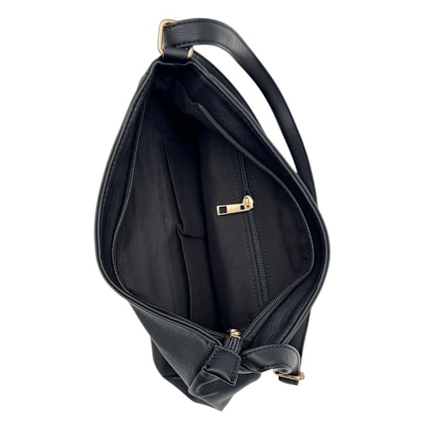 Skuldertaske, mange rum Black Svart