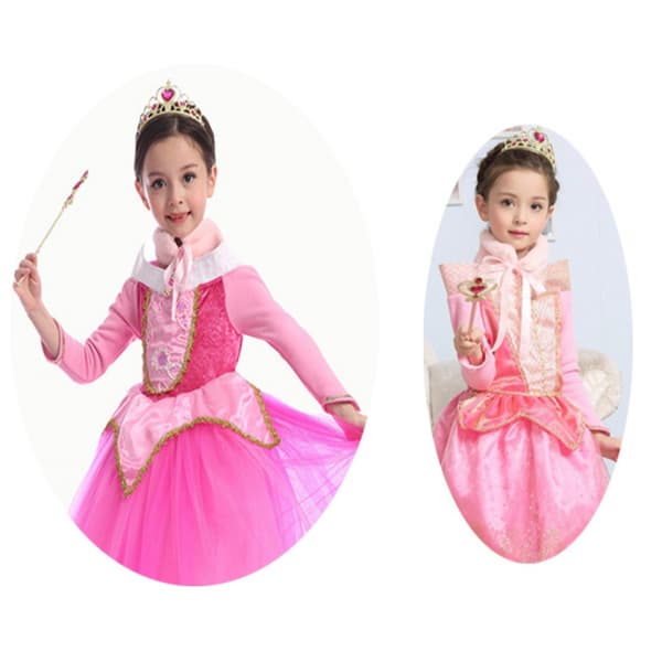 Krone og tryllestavsett for prinsessekostymefest, tilbehør for barn/jenter/barn (alle rosa), 6-pakning
