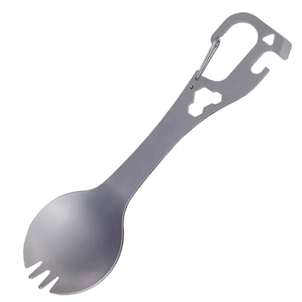 5 i 1 Rustfrit Stål Spork Camping Redskab med Ske Gaffel Flaskeåbner Black 0.05