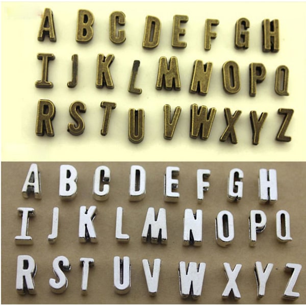 Retro 26 engelska bokstäver berlocker 5 set DIY alfabet glidande versaler hänge