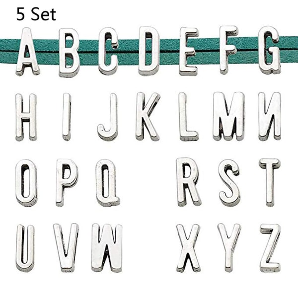 Retro 26 engelska bokstäver berlocker 5 set DIY alfabet glidande versaler hänge