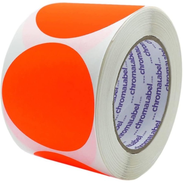 Etikett 2-tums runda avtagbara färgkodade prickklistermärken, 500 per rulle, mörkblå Fluorescent Red*orange