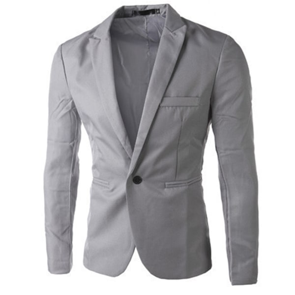 Herr Slim Fit En Knapp Solid Blazer Business Casual Kostymrock sky blue sky blue XL