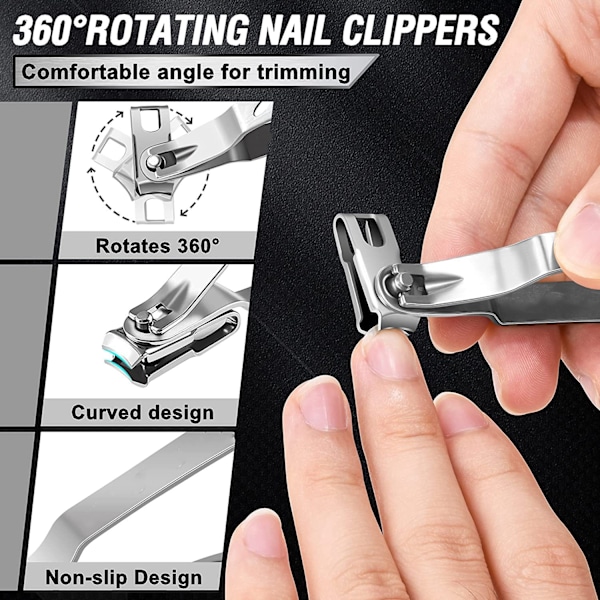 Pedikyr-set med nagelsax, nagelklippare, nagelfil Svart Sort