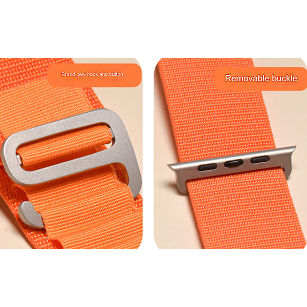 Nylon Loop Armband för Apple Watch Ultra 9/8/7/6/SE/5 38/40/41mm Orange + Grön + Starlight 38/40/41mm