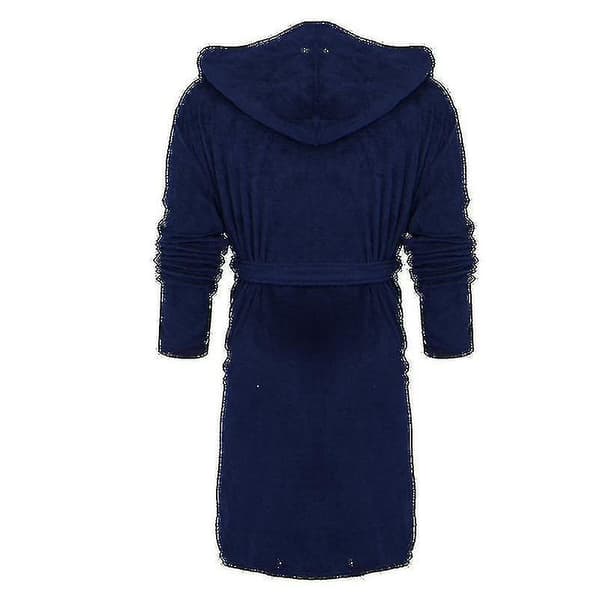 Vinterfleece morgenkåbe Dame morgenkåbe Hætte Fluffy Håndklædeplaid Badekåbe Royal Blue Royal Blue S