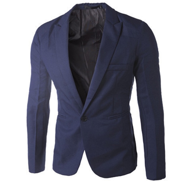 Herr Slim Fit En Knapp Solid Blazer Business Casual Kostymrock Royal blue Royal blue 2XL