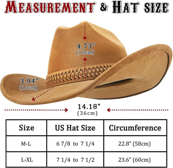 Cowboyhatt for Kvinner og Herrer med Formbar Bred Brätte - Filt Cattleman Western Hatt Caramel Brown